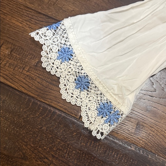 White and Blue Embroidered Coverup - Picture 7 of 7
